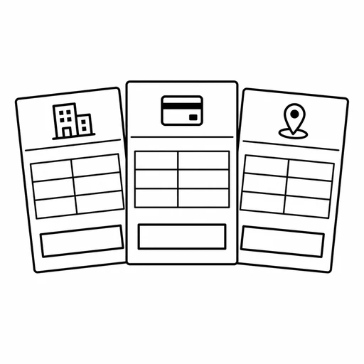 Three invoice documents identified by entity, payment method and region