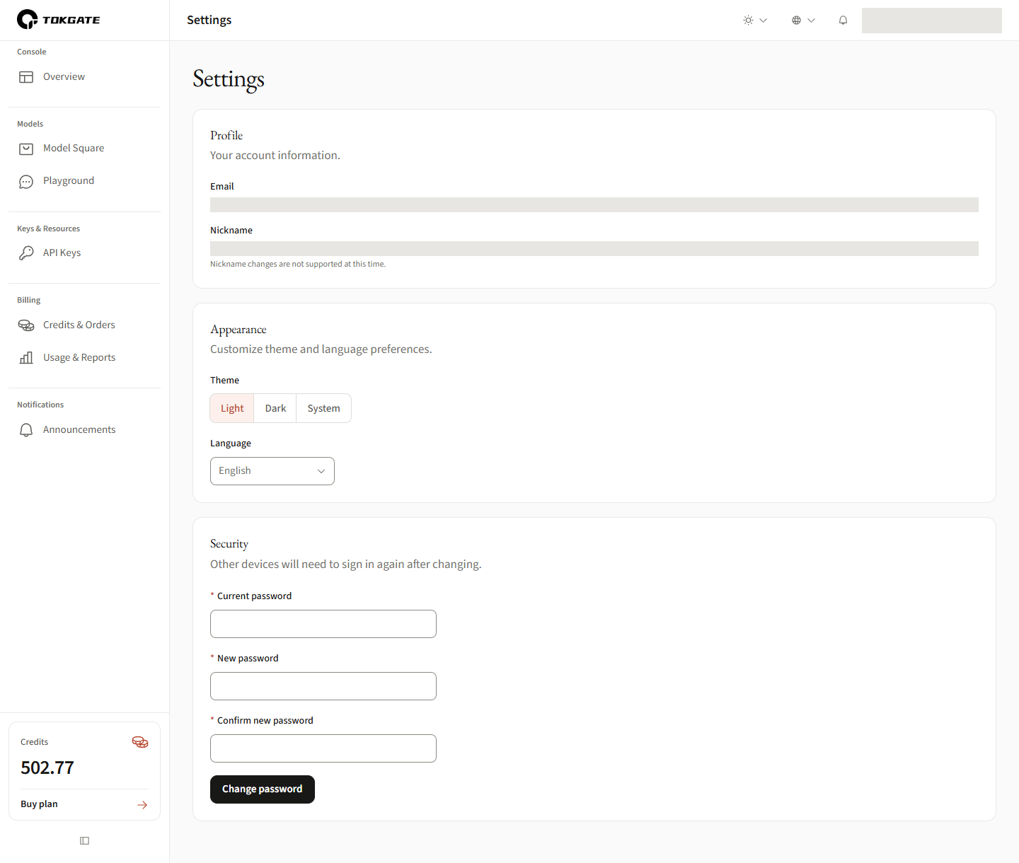 Account settings screenshot; numbered areas link to instructions